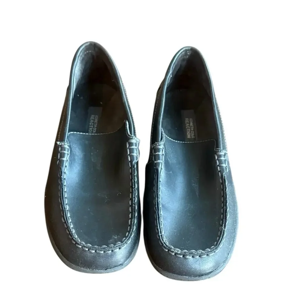 Kenneth Cole Reaction Black Leather Driving Loafer Size 6 - Comfort Slip-On